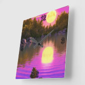 満月昇り スクエア壁時計 (傾斜)