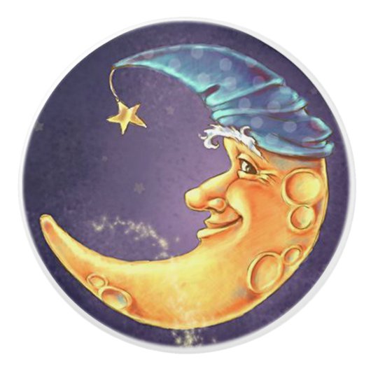 満月様顔貌のドアまたは引出しの引き セラミックノブ (正面)