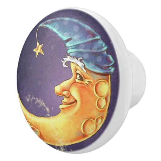 満月様顔貌のドアまたは引出しの引き セラミックノブ (右)