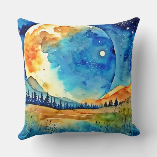 満月絵を描の クッション (裏面)