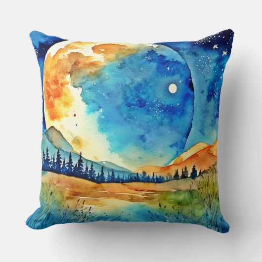 満月絵を描の クッション (正面)