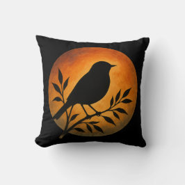 満月越しの鳥のシルエット クッション
