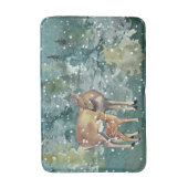 満月雪の森でシカと鹿を見る バスマット (正面縦)