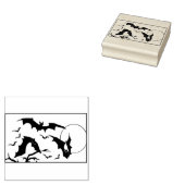 満月飛んでいるのハロウィンこうもり ラバースタンプ (押印)