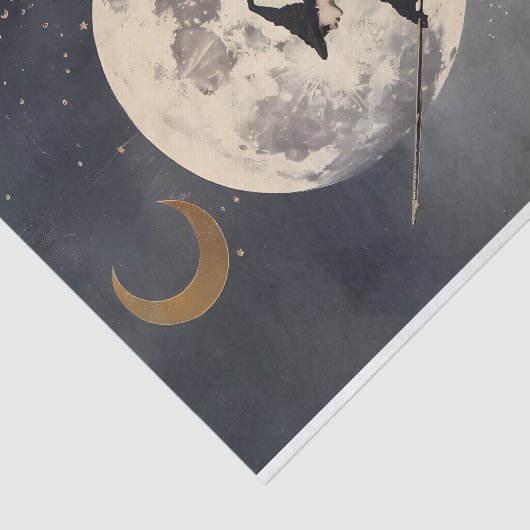 満月飛んでいるを横切る箒の魔女 薄葉紙 (詳細)