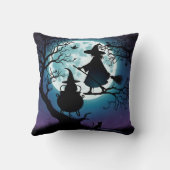 満月飛んでいる下の夜の魔女 クッション (裏面)