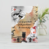 満月飛んでいる黒猫ハロウィンの魔女不気味 シーズンカード (スタンド正面)