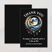 満月3D天星夜エレガント サンキューカード (正面/裏面)