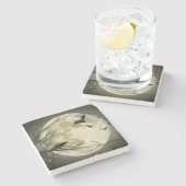 満月、こうもりとレイヴン ストーンコースター (横)