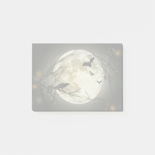 満月、こうもりとレイヴン ポストイット (正面)