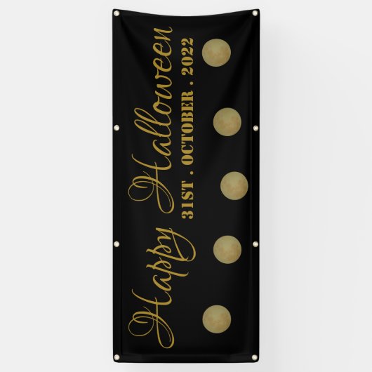 満月、ハッピーハローウィン旗 横断幕 (縦)