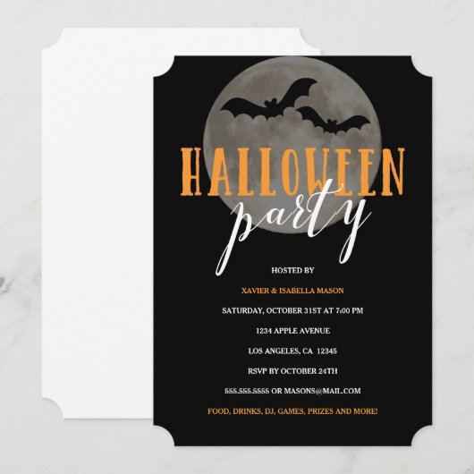 満月 | ハロウィンパーティーの招待状 招待状 (正面/裏面)