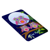 満月、フラワーパワーフクロウと文字磁石 マグネット (右側)