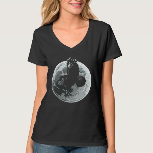 満月 レイヴン からす 黒鳥 ダーク ゴシック Tシャツ (正面)