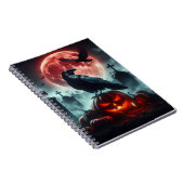 満月、墓地、カラスはカボチャの上に座っている。 ノートブック (右側)