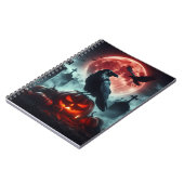 満月、墓地、カラスはカボチャの上に座っている。 ノートブック (左側)