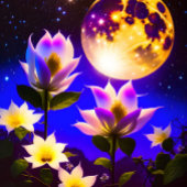 満月、明るい月、星空の夜、月光 ポスター