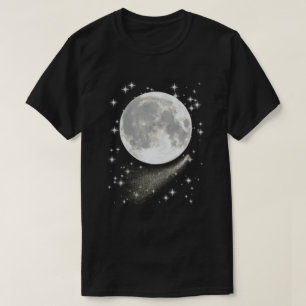 満月、星、彗星の月並み Tシャツ