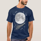 満月、星、彗星の月並み Tシャツ (正面)