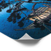 満月・松、高峰正田、木版 ポスター (角)