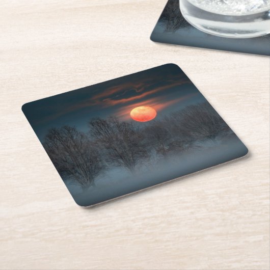 満月 | 11月、イタリア、Scalengheにて スクエアペーパーコースター (アングル)