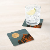 満月 | Basalt Cliffs Smith Rock州パーク スクエアペーパーコースター (インサイチュ)