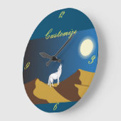 満月Thunder_Coveを遠ぼえしている砂漠のコヨーテ ラージ壁時計 (傾斜)