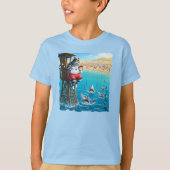 満潮に閉じ込められたライフガード猫！ Tシャツ (正面)