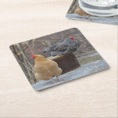 満足な鶏のパーティーコースター スクエアペーパーコースター (アングル)