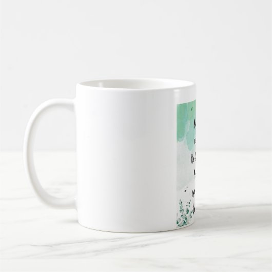 満足の引用文:幸せになることは何も必要ない コーヒーマグカップ (左)