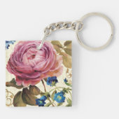 満開のピンクのバラ キーホルダー (裏面)