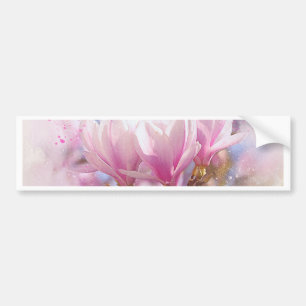 満開のピンクパープルマグノリア - 春の花 バンパーステッカー