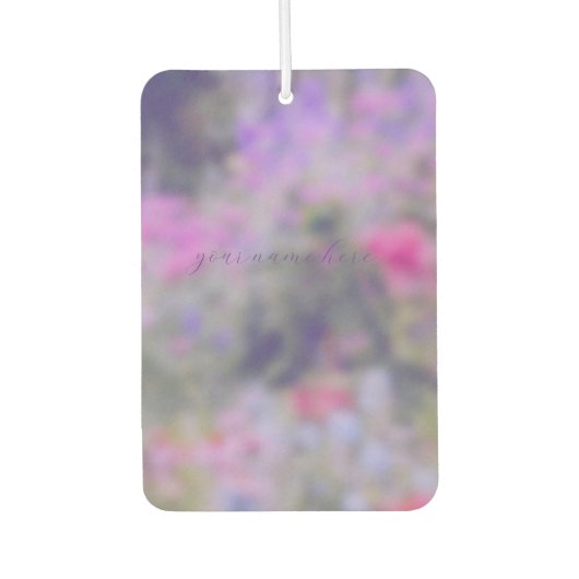 満開の花園 ピンク 紫 紫色 カーエアーフレッシュナー (正面)