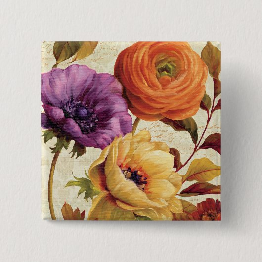 満開の花模様 缶バッジ (正面)