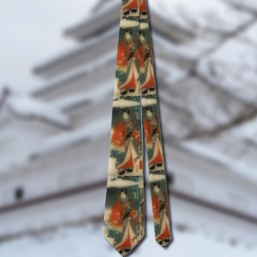 源氏物語の冬景色 – 広重 ネクタイ