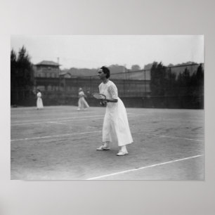 準備ができた写真を得ている女性のテニス選手 ポスター