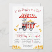 準備ができていポップ・アートのる!ポップコーンをテーマにしたベビーシャワー 招待状 (正面)