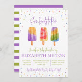 準備ができていポップ・アートのる!ポプシクルをテーマにした赤ちゃんシャワー 招待状 (正面/裏面)