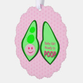 準備ができてウンチベビーガールピンクピーカスタム オーナメントカード (左)