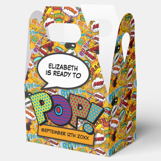 準備ができてポップ・アートのおもしろいモダン漫画予約ベビーシャワー フェイバーボックス (オープン)