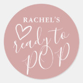 準備ができてポップ・アートのほこりっぽいバラ女の子ベビースシャワー ラウンドシール (正面)