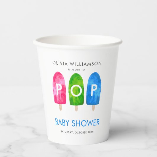 準備ができてポップ・アートのカラフルポプシクル赤ちゃんシャワー 紙コップ (正面)