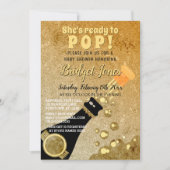 準備ができてポップ・アートのシャンパングラマラスな金ゴールドベビーシャワー 招待状 (正面)
