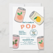 準備ができてポップ・アートのソーダポップ・アートの缶ピンクの女の子の赤ちゃんシャワー 招待状 (正面)