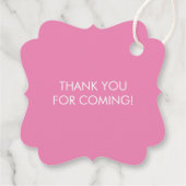 準備ができてポップ・アートのラベル、象の赤ちゃんシャワーラベル、ピンク フェイバータグ (裏面)