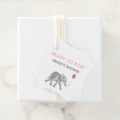 準備ができてポップ・アートのラベル、象の赤ちゃんシャワーラベル、ピンク フェイバータグ (インサイチュ)