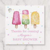 準備ができてポップ・アートの夏の女の子の赤ちゃんシャワーの好意 フェイバータグ (正面)