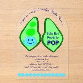 準備ができてポップ・アートの男の赤ちゃんブルーピーベイビーシャワーカスタム アクリル招待状 (正面)