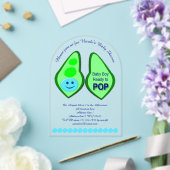 準備ができてポップ・アートの男の赤ちゃんブルーピーベイビーシャワーカスタム アクリル招待状 (インサイチュ (ウェディング))