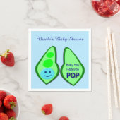 準備ができてポップ・アートの男の赤ちゃんブルーピーベイビーシャワーカスタム スタンダードカクテルナプキン (インサイチュ)